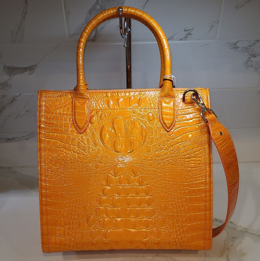 Brahmin Orange Croc-Embossed Tote - Picture 8 of 16